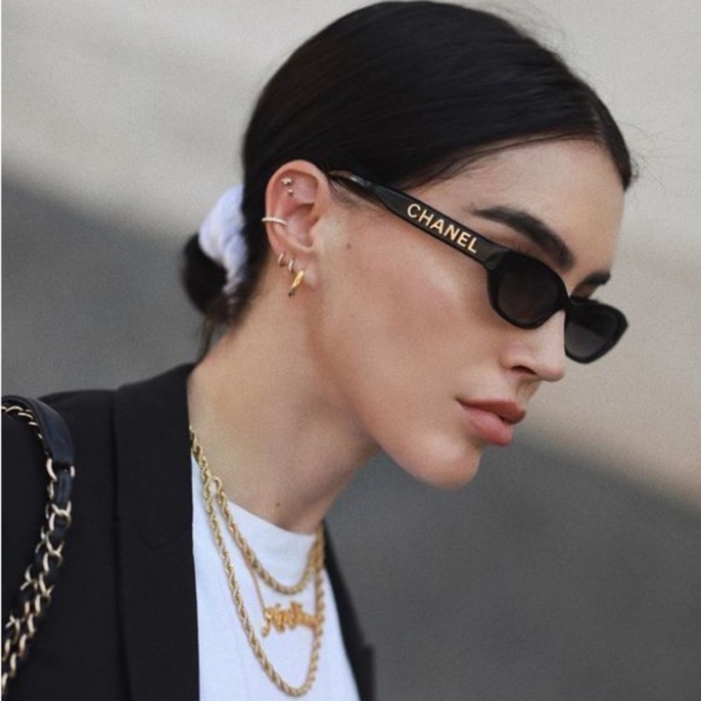 CHANEL The Idol 71280A Rectangular Sunglasses Black Rare